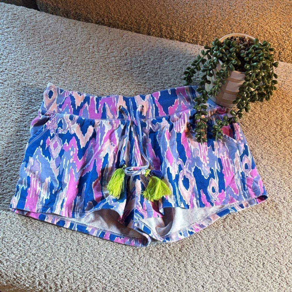 Lilly Pulitzer Blue and Pink Patterned Athletic Shorts